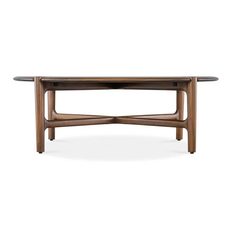 Chestnut Mahogany Round Coffee Table with X-Stretcher Base