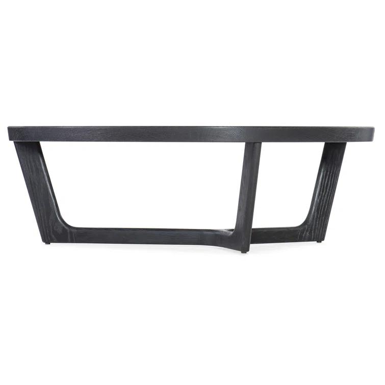 Triangular Black Oak Coffee Table with Rounded Corners