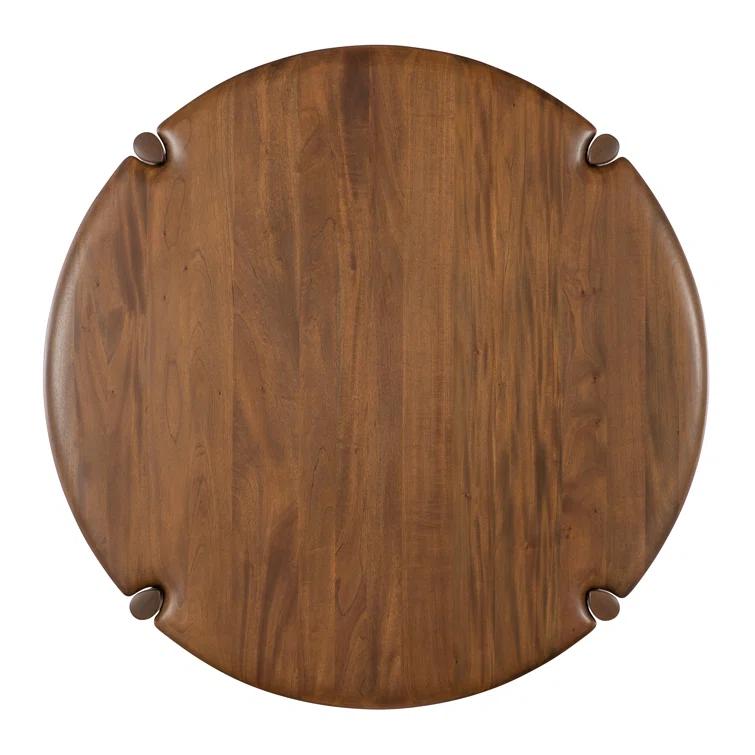 Chestnut Mahogany Round Coffee Table with X-Stretcher Base