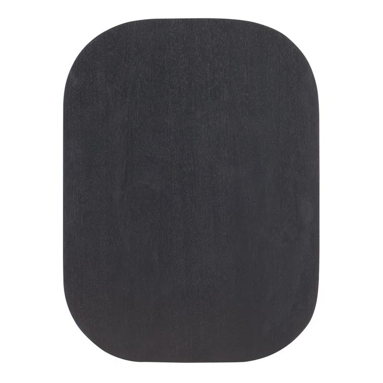 Black Ribbed Mahogany Rectangular End Table
