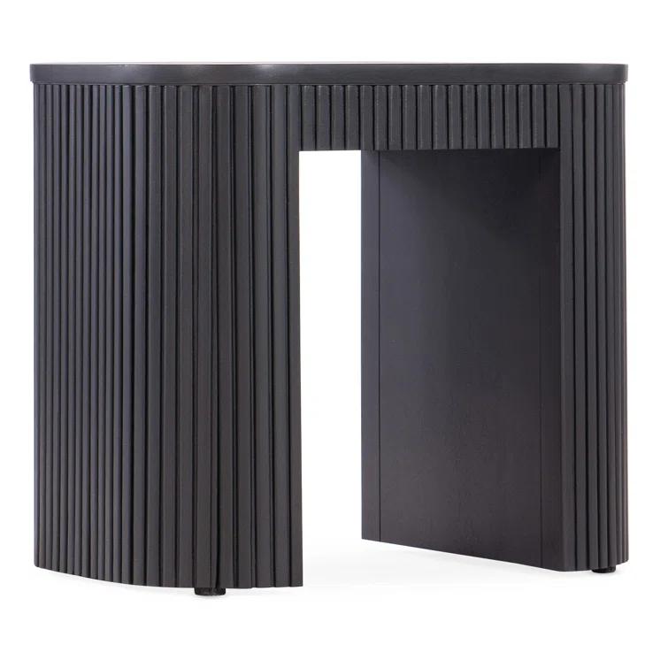 Black Ribbed Mahogany Rectangular End Table