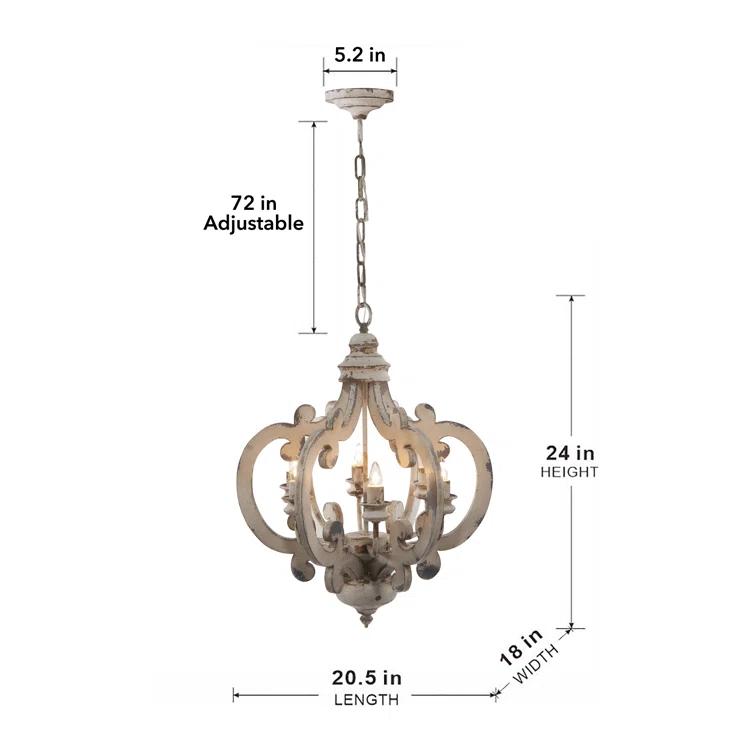Cheree 6 - Light Wood Dimmable Geometric Chandelier
