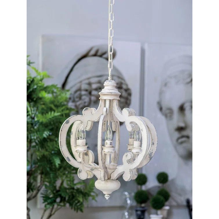 Cheree 6 - Light Wood Dimmable Geometric Chandelier