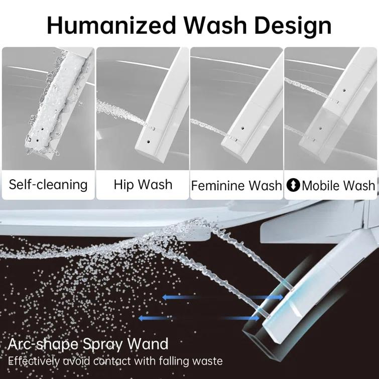 Smart Bidet Toilet, Elongated Tankless Toilet Bidet, Auto Flush, Foot Sensor Flush,Warm Water Clean,Dryer
