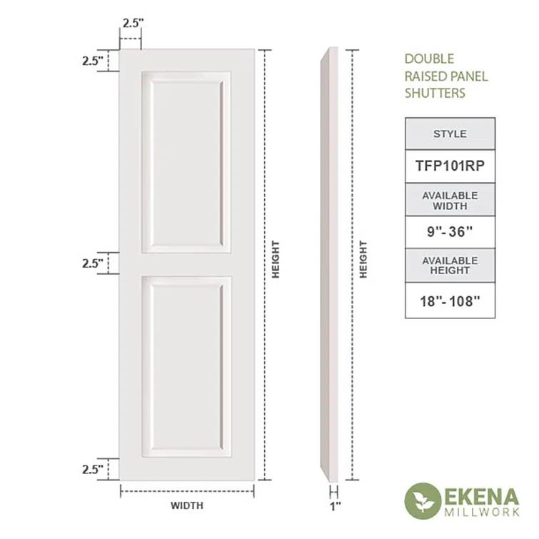 True Fit PVC Two Equal Raised Panel Shutters