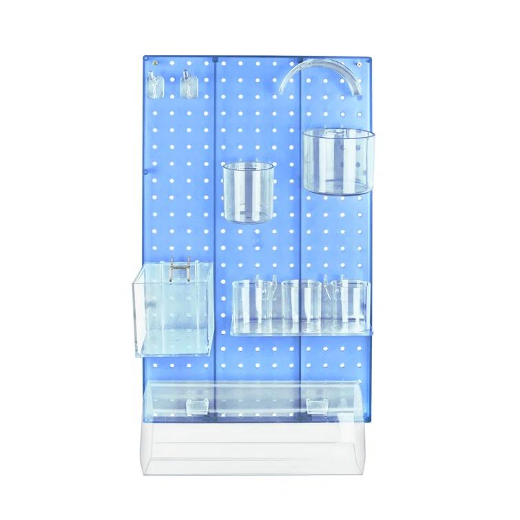 Azar Displays 900940-BLU The DIY Multi-Purpose 10-Piece Pegboard Wall Organizer Kit with One Panel and Accessory Assortment (13.5"W x 22"H)