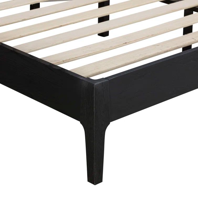 Ruby Wooden Bed Frame With Headboard And Natural Rattan, 1000 Lb Capacity