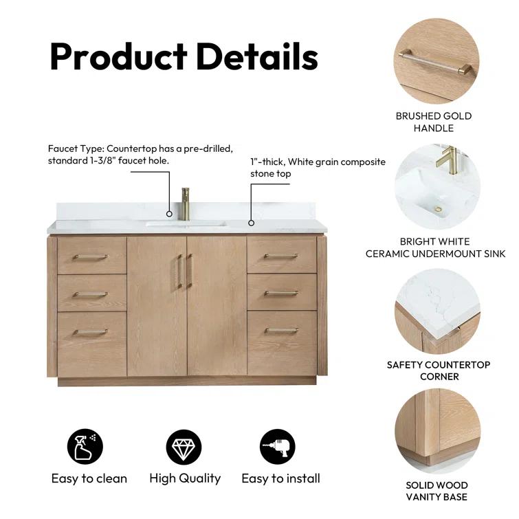 Cloverfield 60'' Single Bathroom Vanity