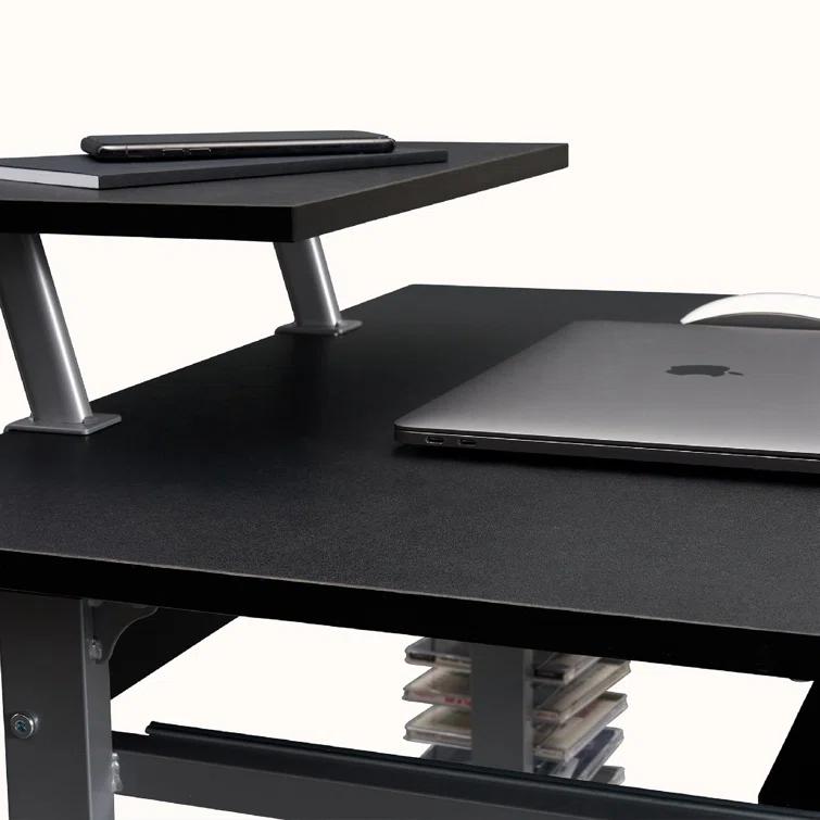 Techni Mobili Solid Wood Top Metal Base Standing Desk