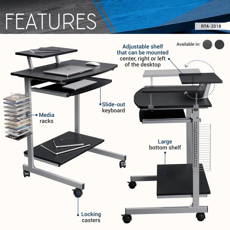 Techni Mobili Solid Wood Top Metal Base Standing Desk