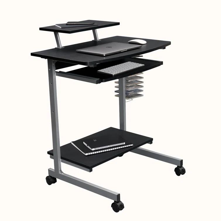 Techni Mobili Solid Wood Top Metal Base Standing Desk