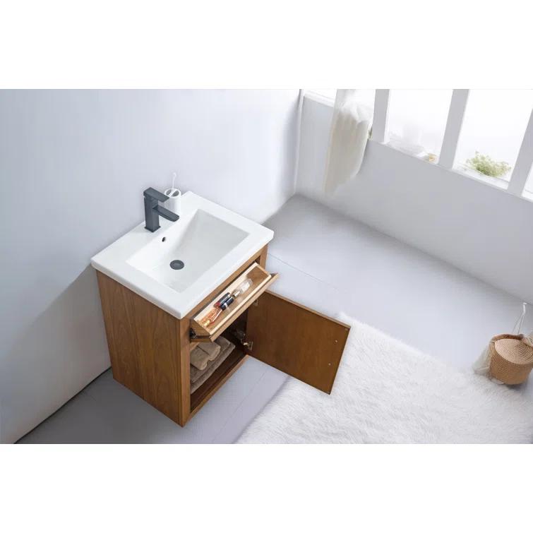 24'' Free Standing Single Bathroom Vanity with Ceramic Top