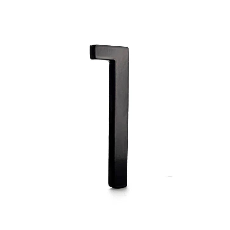 8 in. Black Aluminum Floating or Flat Modern House Number 1