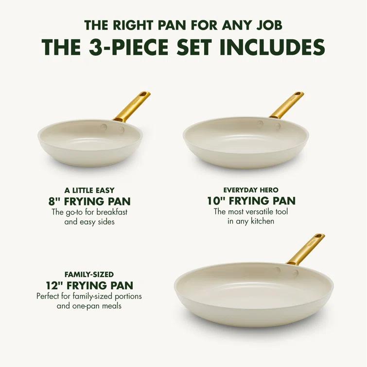 GreenPan Reserve Healthy Ceramic Nonstick, 8", 10" And 12" Frypan Set