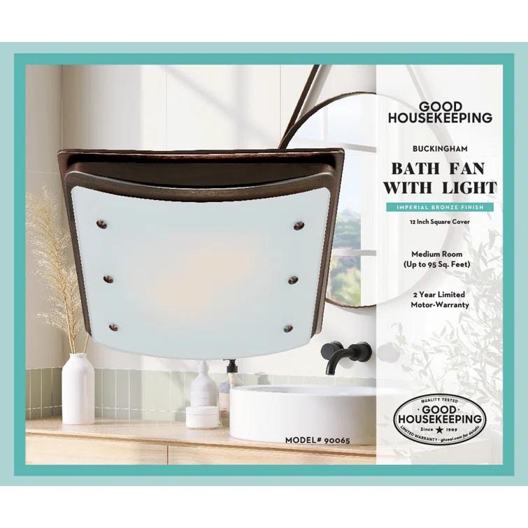Buckingham 100 CFM 2.0 Sones Decorative Bathroom Ventilation Exhaust Fan with Light & Night-Light