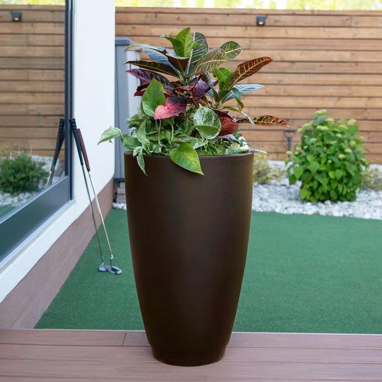 Mayne Inc. Caprio Tall Resin Pot Planter with Water Reservoir