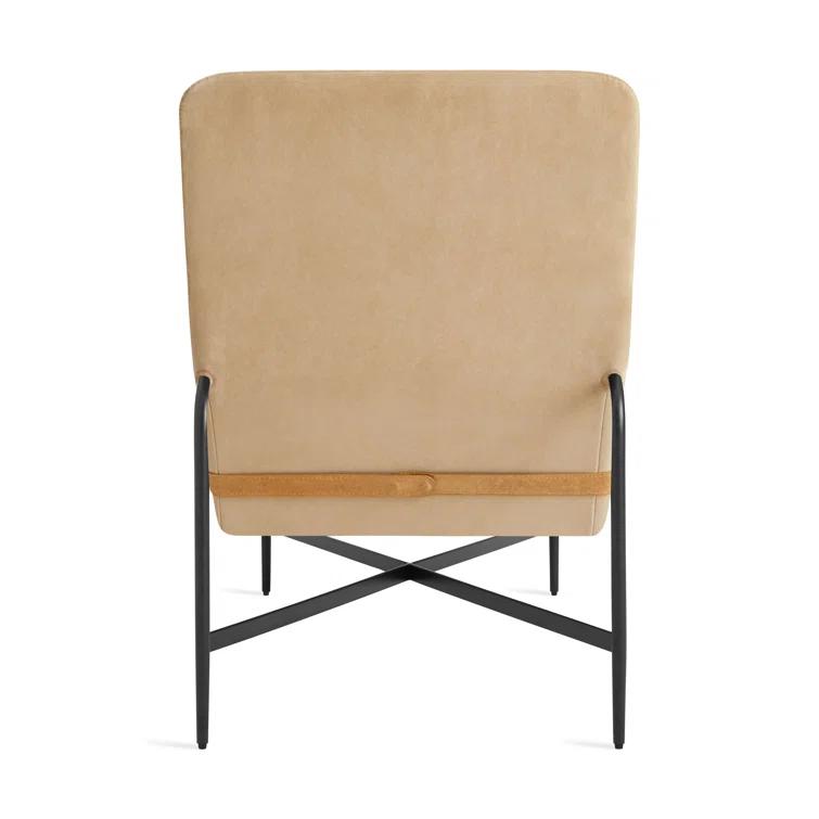Camel Genuine Leather Deep Thoughts Chaise with Lumbar Pillow
