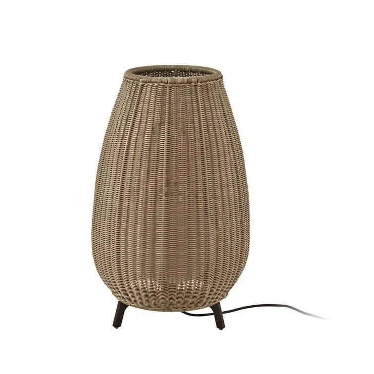 Amphora Light Beige Handwoven Outdoor Tripod Floor Lamp
