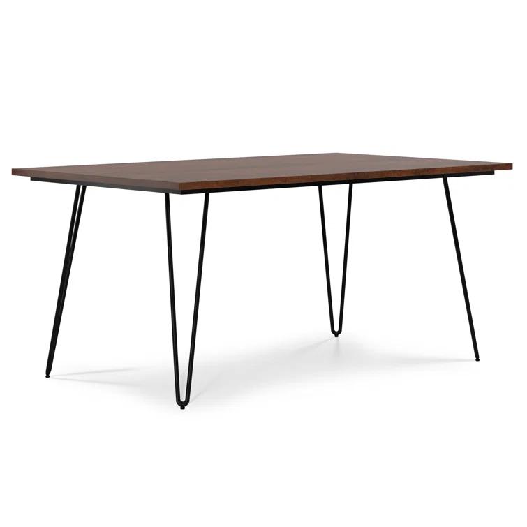 Hunter Solid Wood Top Metal Base Dining Table