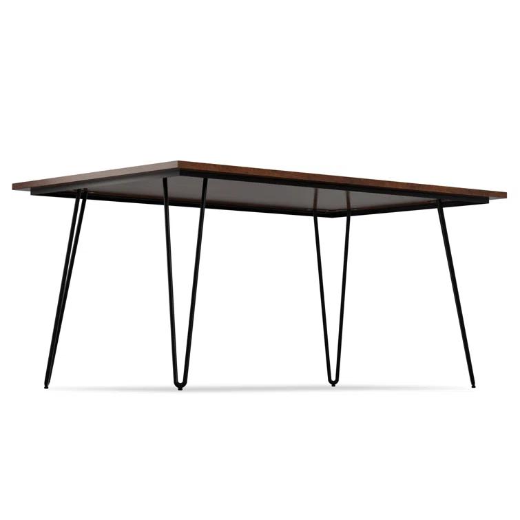 Hunter Solid Wood Top Metal Base Dining Table
