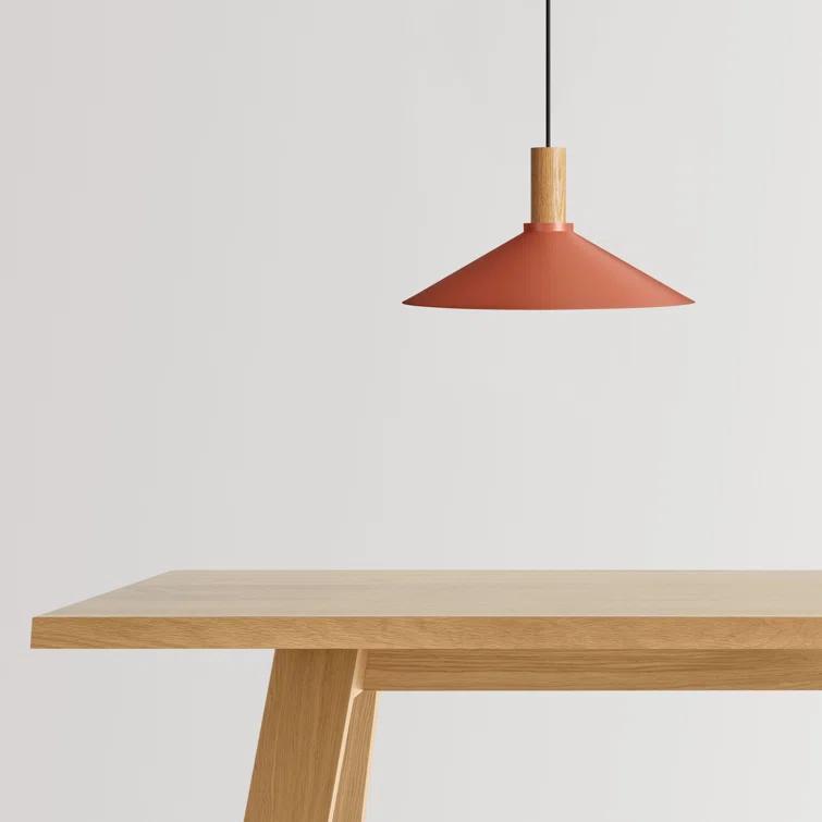 Tomato White Oak Solid Wood Single Pendant Light 18" W