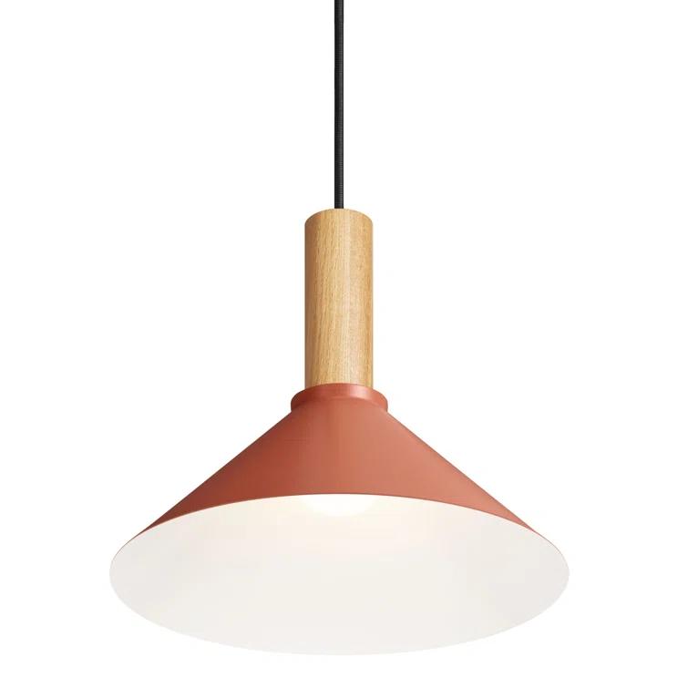 White Oak Emblem 12" Pendant Light with Steel Shade