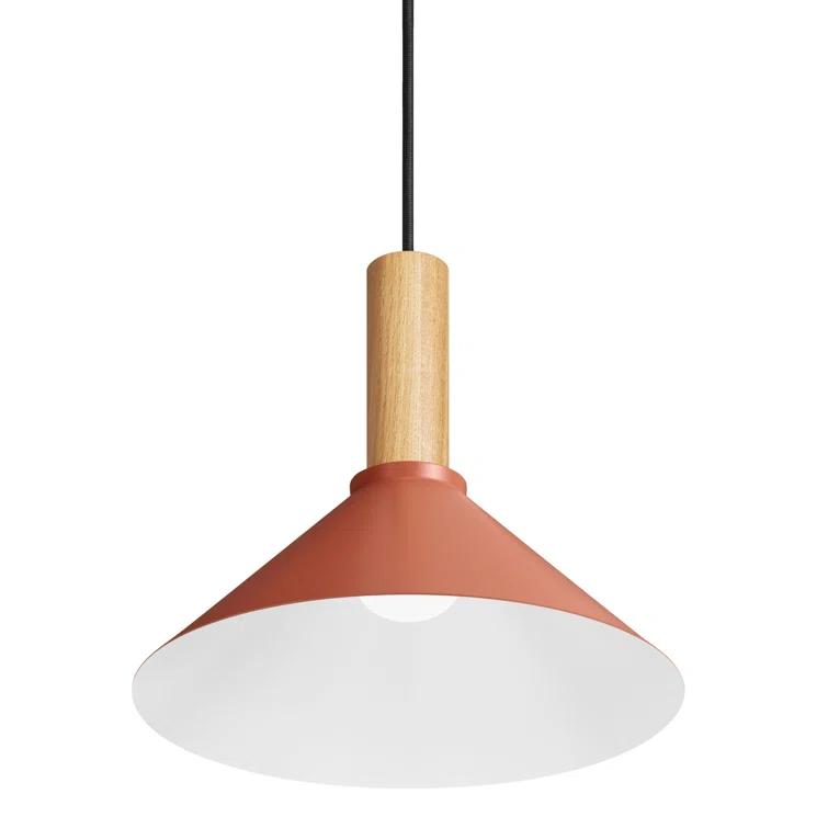 White Oak Emblem 12" Pendant Light with Steel Shade