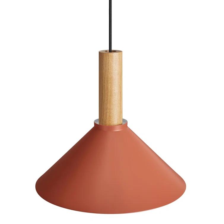White Oak Emblem 12" Pendant Light with Steel Shade