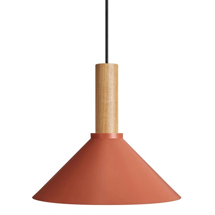 White Oak Emblem 12" Pendant Light with Steel Shade