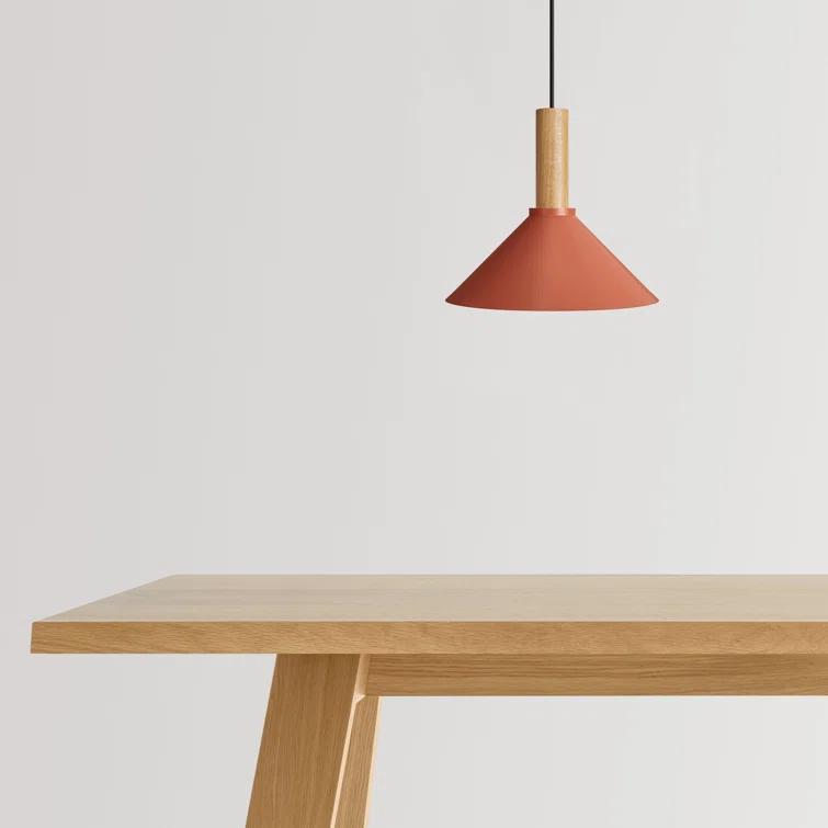 White Oak Emblem 12" Pendant Light with Steel Shade