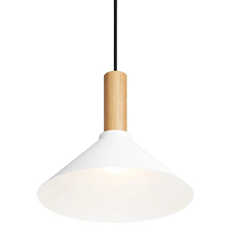 White Oak Emblem 12" Pendant Light with Steel Shade