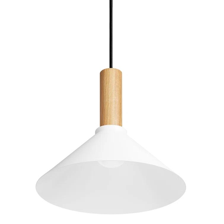 White Oak Emblem 12" Pendant Light with Steel Shade