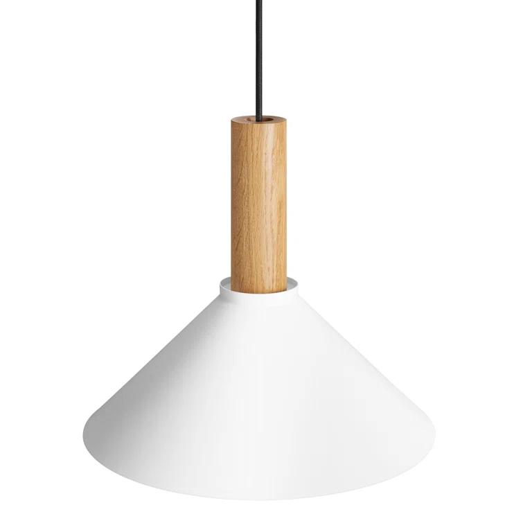White Oak Emblem 12" Pendant Light with Steel Shade
