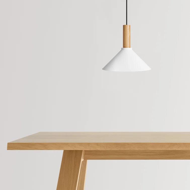White Oak Emblem 12" Pendant Light with Steel Shade