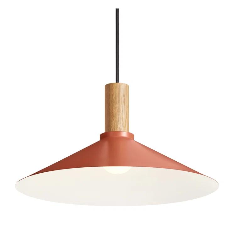 Tomato White Oak Solid Wood Single Pendant Light 18" W