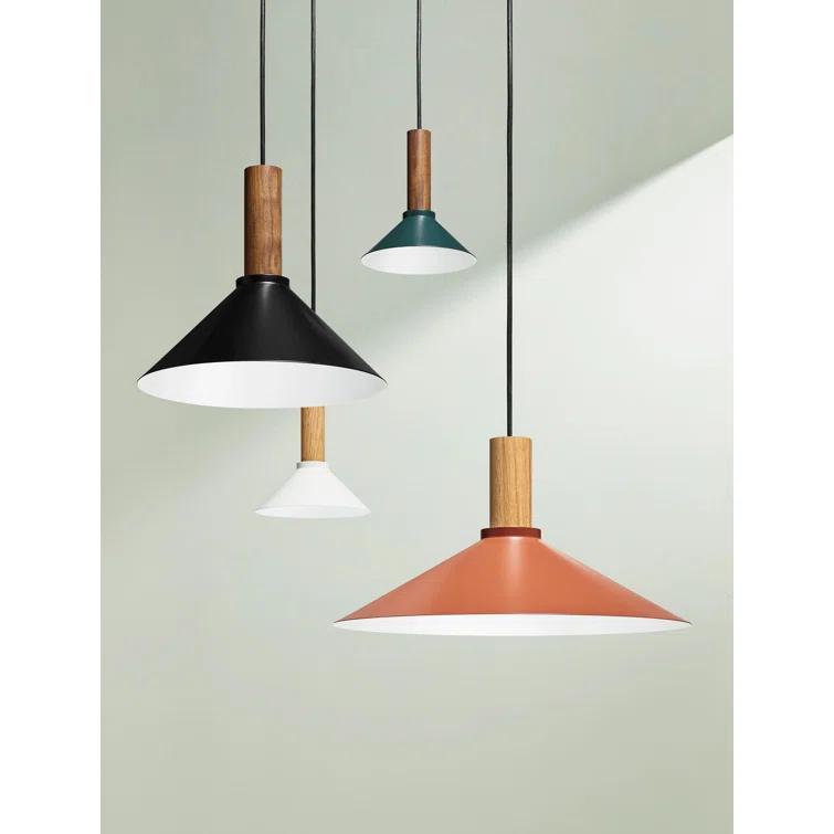 White Oak Emblem 12" Pendant Light with Steel Shade