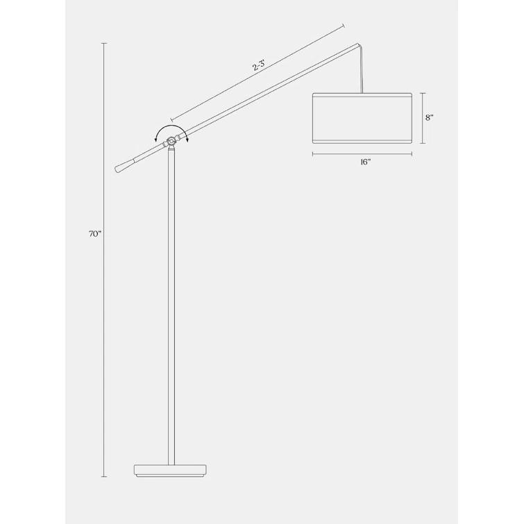 Brightech Hudson 70 in. Modern Height-Adjustable LED Tall Standing Floor Lamp with Beige Fabric Drum Shade