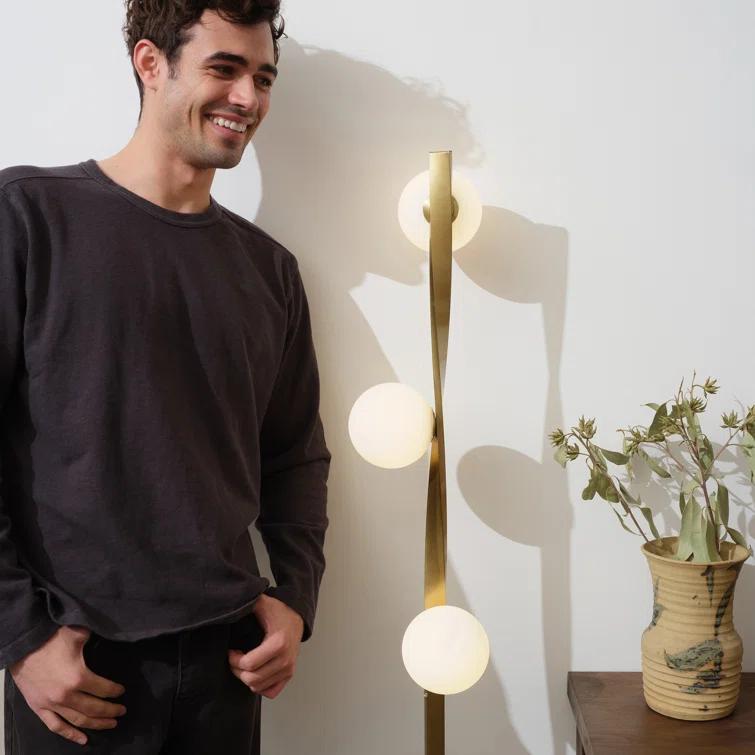 Brightech Nola 60 in. Industrial 3-Way Dimming LED Floor Lamp with 3 Glass Globe Shades