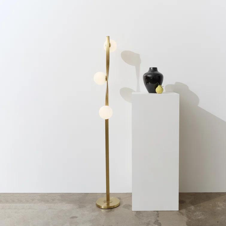 Brightech Nola 60 in. Industrial 3-Way Dimming LED Floor Lamp with 3 Glass Globe Shades