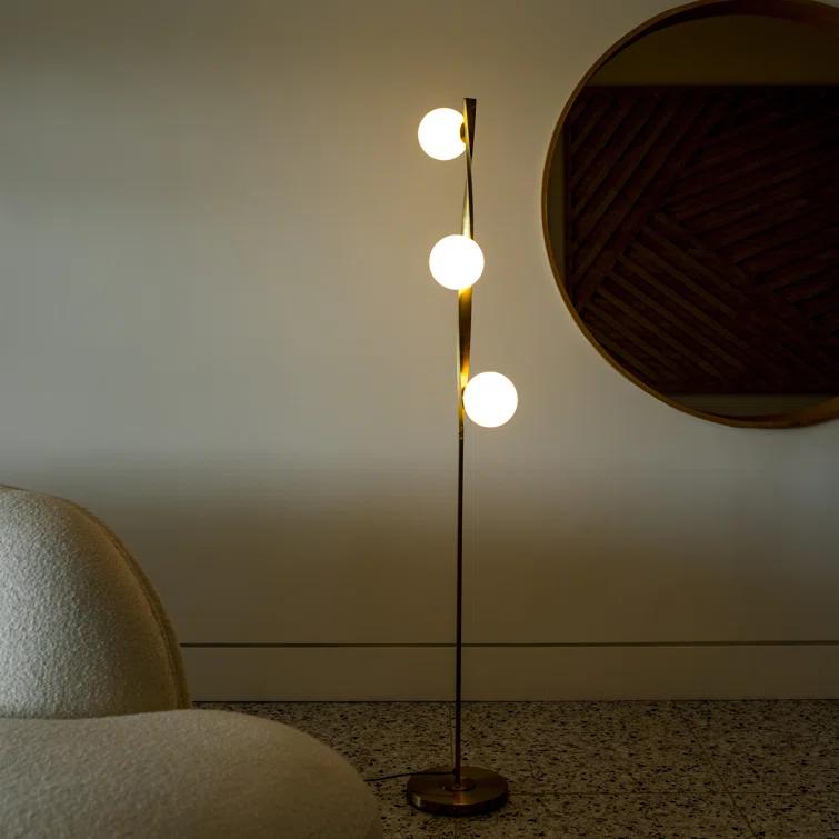 Brightech Nola 60 in. Industrial 3-Way Dimming LED Floor Lamp with 3 Glass Globe Shades