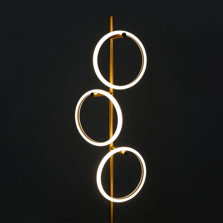 Brightech Saturn 66" Modern LED Floor Lamp with 3 Removable Ring Lights and Gold Finish, 3-Way Dimming