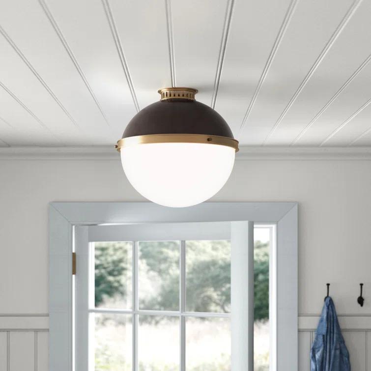 Manila Single Light Glass Semi Flush Mount