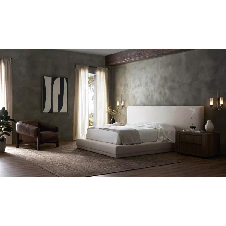 Manya Extended Headboard Platform Bed - Natural / King / Wide