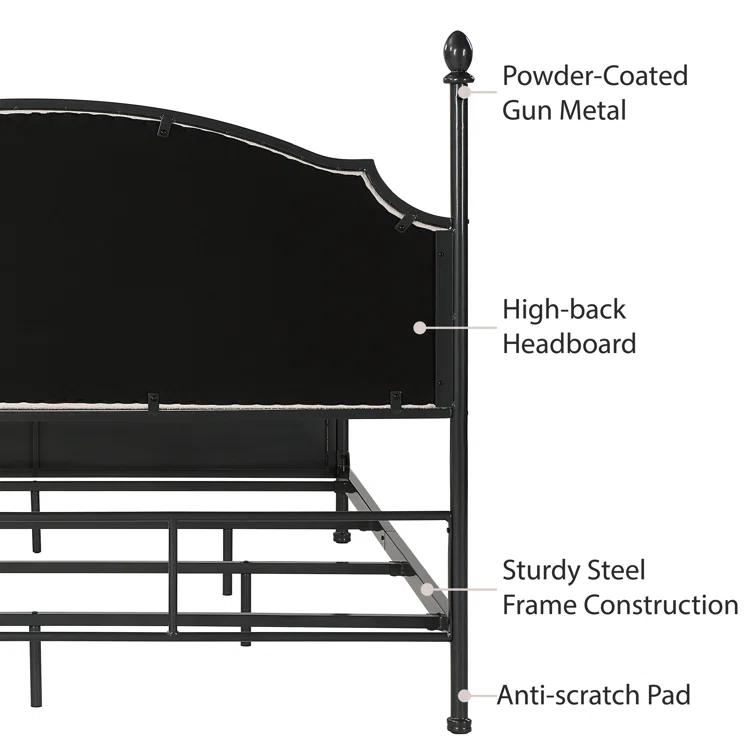 Blakesburg Upholstered Metal Four Poster Bed