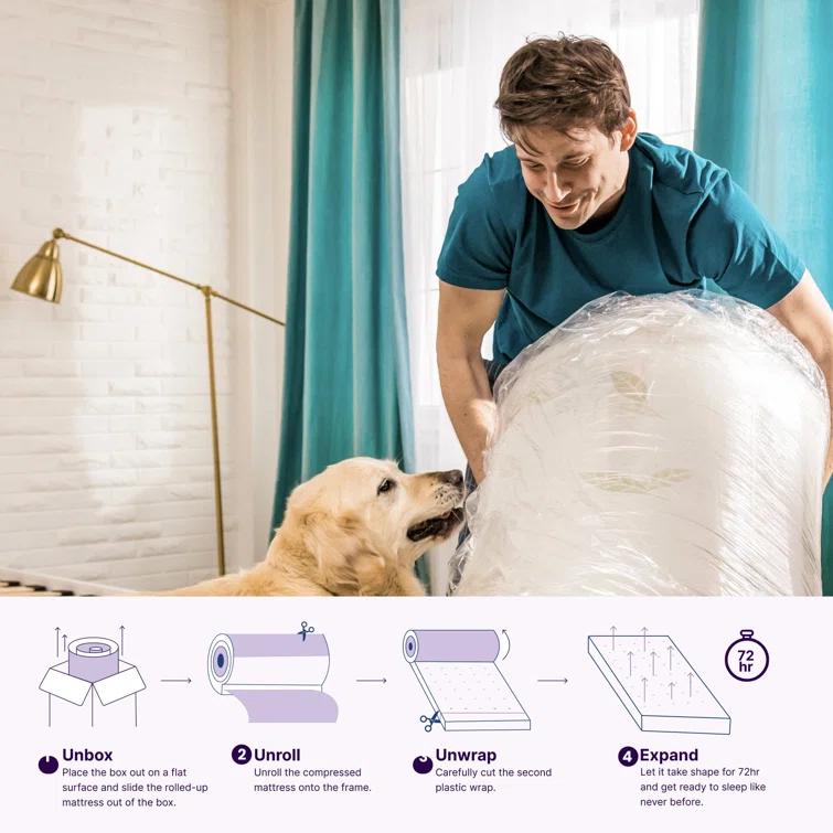 Anula Green Tea Memory Foam Mattress, Bed in a Box