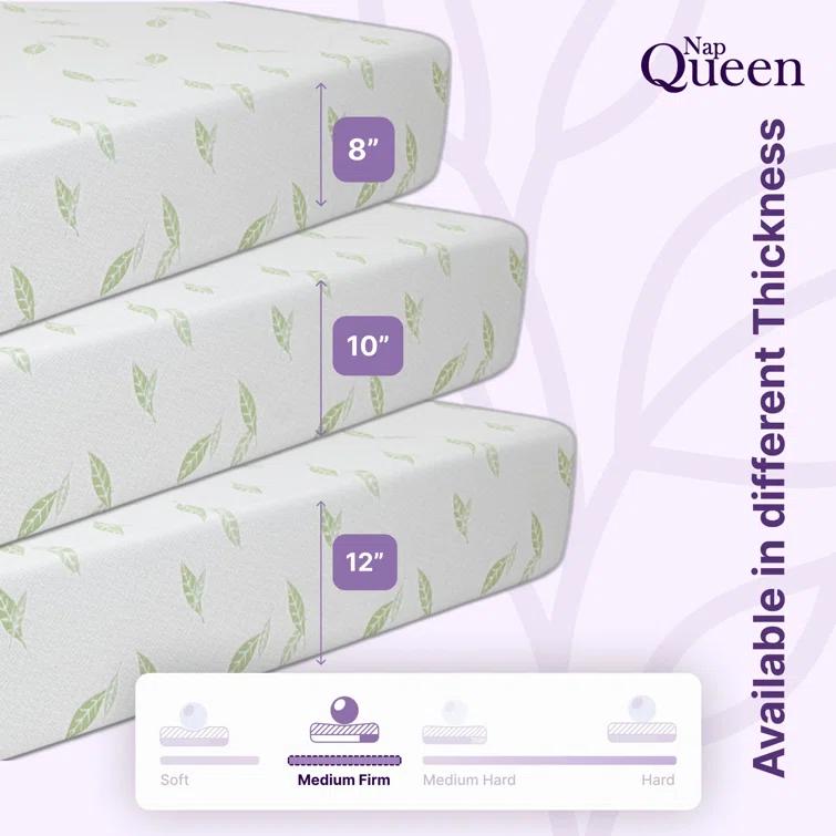Anula Green Tea Memory Foam Mattress, Bed in a Box