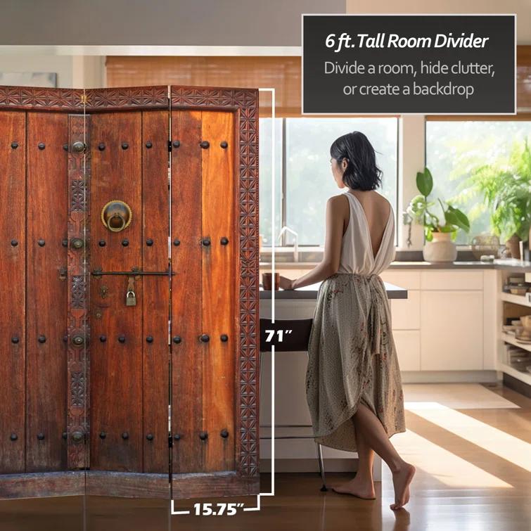 6' Tall Double Sided Doors Canvas Room Divider 4 Panel - Oriental Furniture: Gallery Quality, No Assembly Required