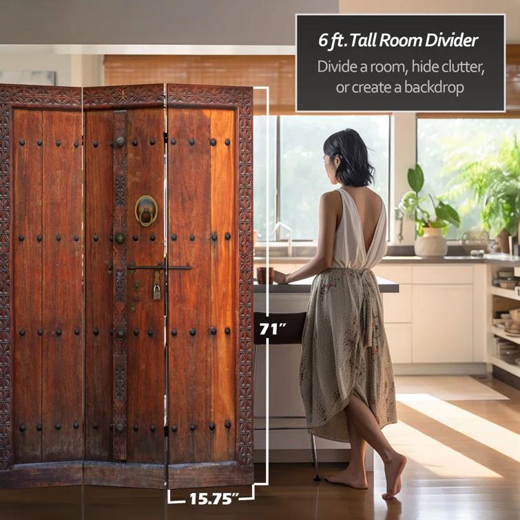 Oriental Furniture 6 ft. Tall Double Sided Doors Canvas Room Divider - 3 Panel
