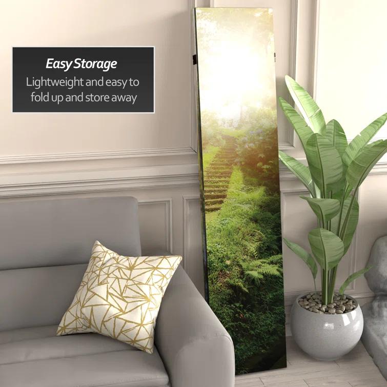 Millwood Pines 6 Ft. Tall Double Sided Stairway To Heaven Canvas Room Divider 3 Panel Freestanding Folding Privacy Screen Partition And Separator For Modern And Contemporary Bedroom Home Office Studio