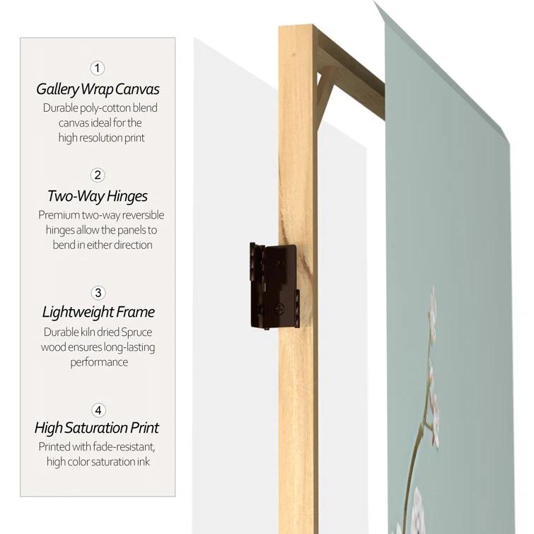 Oriental Furniture 6 Feet Tall Double Sided Birds and Plum Blossoms Canvas Room Divider